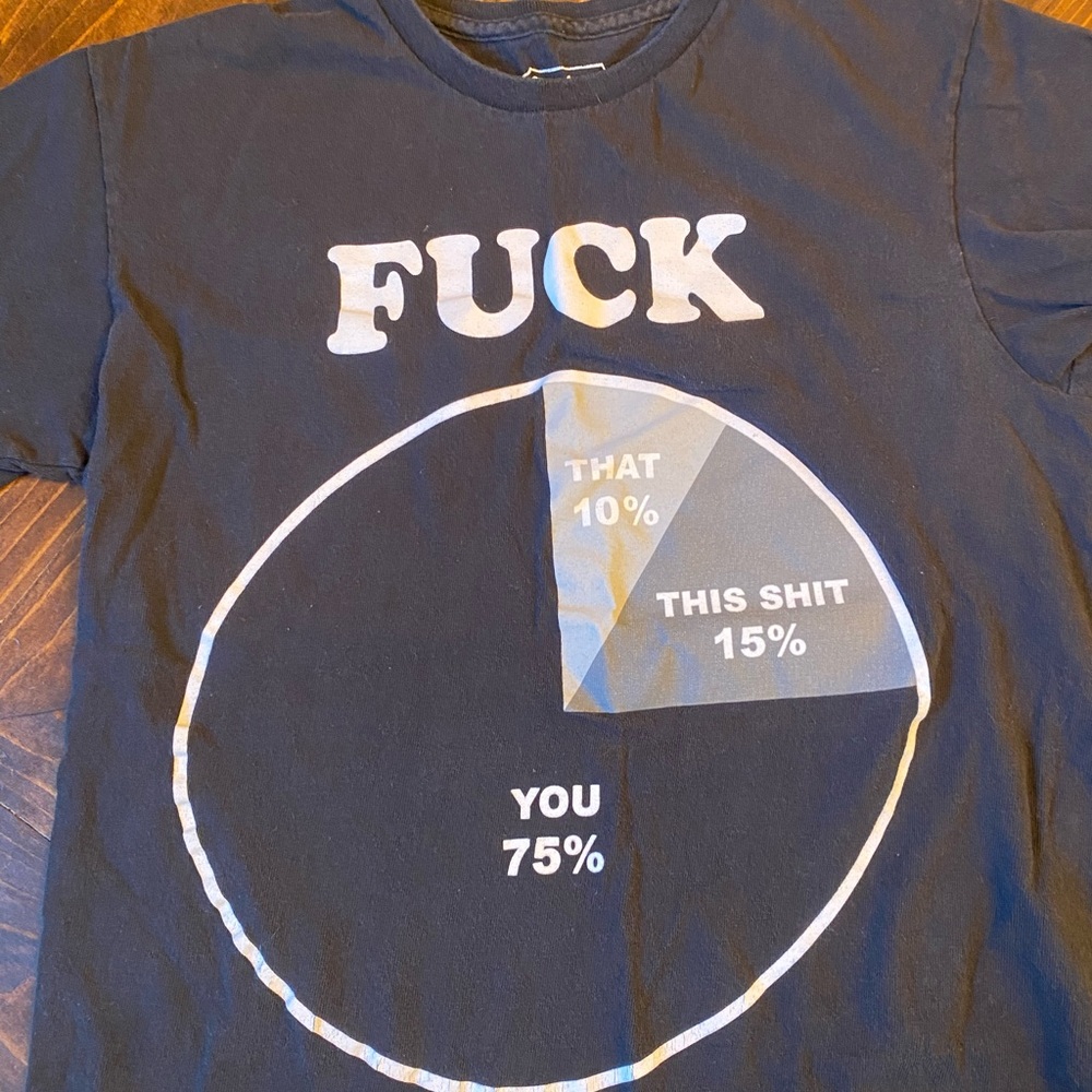 Black Short-Sleeve F**k This Graphic Tee with White Pie Chart Print